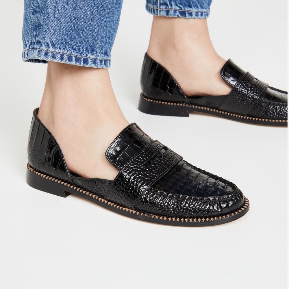 Glossy, croc-embossed Freda Salvador d’orsay loafers